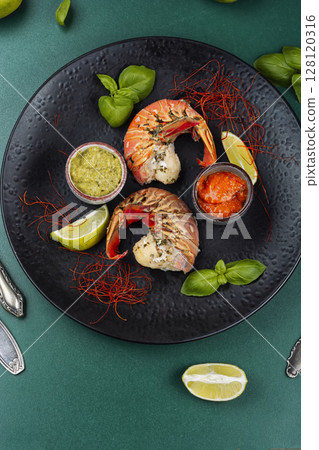Steamed Lobster Tail, Luxury Food. Steamed Lobster Tail, Luxury Food. 128120316