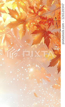 背景材料_秋天的感覺閃閃發光的秋葉框架 128120347