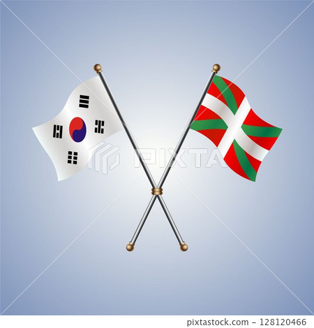 South Korea and Basque lands flag. Vector Illustration 128120466