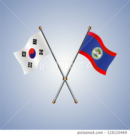 South Korea and Belize flag. Vector Illustration 128120469