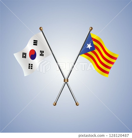 South Korea and Catalonia flag. Vector Illustration South Korea and Catalonia flag. Vector Illustration 128120487