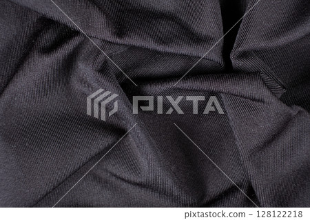 Polyester fabric with a little elastane, macro texture top view. 128122218