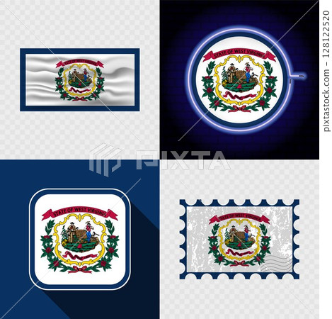 Creative the West Virginia Flag Icon Set Collection. 128122520