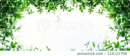 Fresh green grass border adds a vibrant touch against a clean white backdrop, perfect for creative projects or presentations 128122708