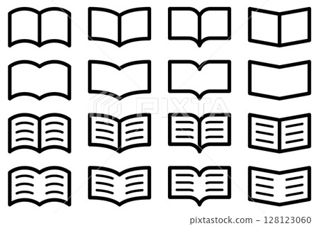 各種形狀的書籍和筆記本圖示的向量插圖集 128123060