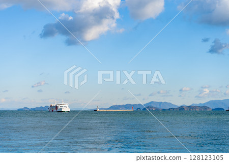 Takamatsu Port on a sunny day in Takamatsu City, Kagawa Prefecture 128123105