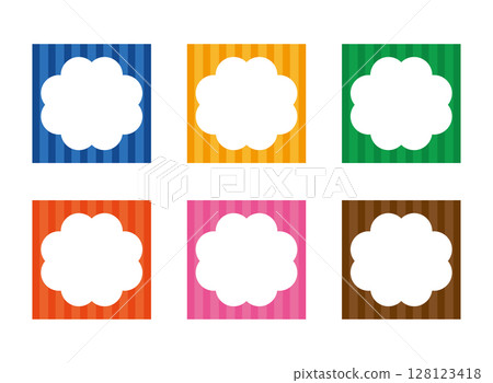 Set of speech bubbles and striped square frames 128123418