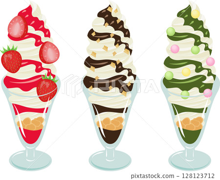 Soft serve ice cream parfait set Soft serve ice cream parfait set 128123712