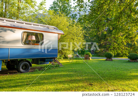 Stylish Camper in the Campsite 128123724