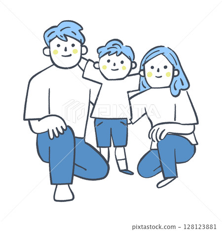 父母和孩子互相摟著手臂 庫存插圖素材 父母和孩子互相摟著手臂 庫存插圖素材 128123881