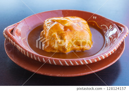 Francesinha sandwich on a plate. Typical food from Porto, Portugal 128124157