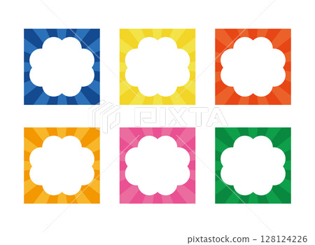 Square frame set with smokey speech bubbles and concentrated lines Square frame set with smokey speech bubbles and concentrated lines 128124226