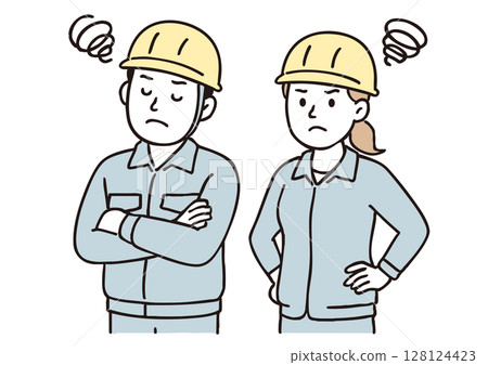 Angry workers men and women 128124423