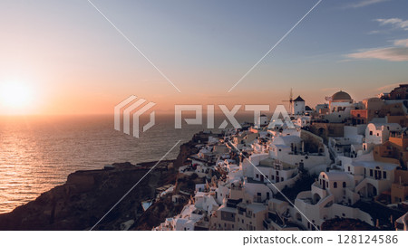 Poster photo of the world's best sunset in Santorini Poster photo of the world's best sunset in Santorini 128124586