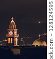 Illuminated church in Fira, Santorini 128124595
