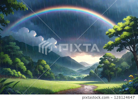 Rainbow and Rain 128124647
