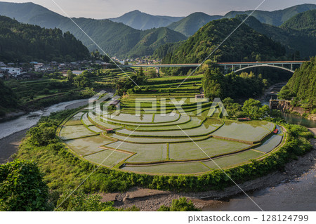 和歌山縣有田川町荒木島梯田風景 128124799