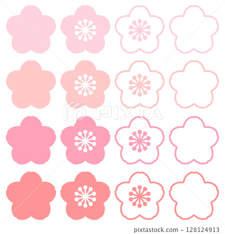 A simple set of cherry blossoms and plums 128124913