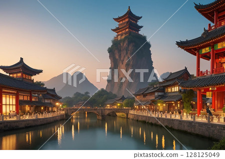 中式山水 128125049