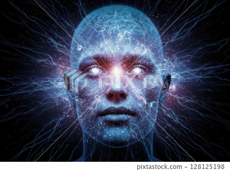 Human Mind Merging with Cosmic Galaxy Quantum Particles Digital Art Human Mind Merging with Cosmic Galaxy Quantum Particles Digital Art 128125198