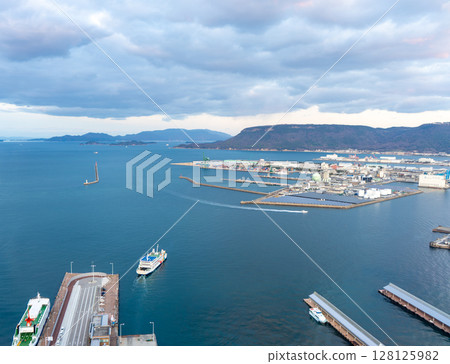 View of Takamatsu Port from Takamatsu Symbol Tower, Takamatsu City, Kagawa Prefecture View of Takamatsu Port from Takamatsu Symbol Tower, Takamatsu City, Kagawa Prefecture 128125982