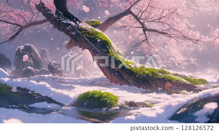 Decaying cherry tree, anime style 128126572
