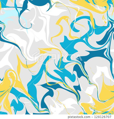 色彩繽紛明亮的夏季大理石無縫圖案。時尚清新的波浪向量插圖背景素材 128126707