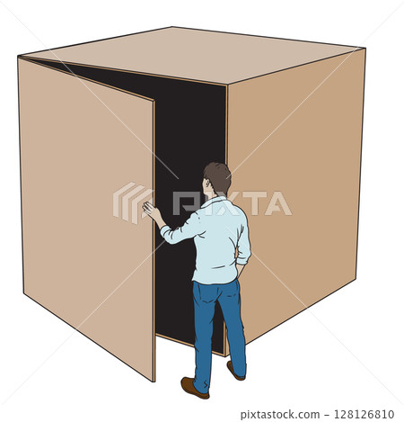Man and cube 128126810