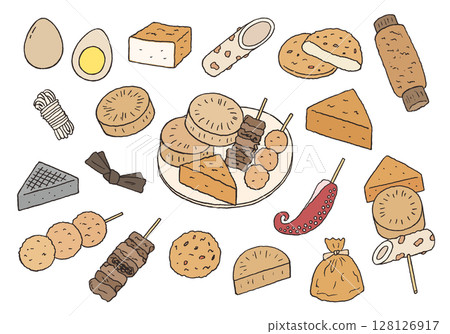 關東煮手繪插圖集（彩色） 128126917