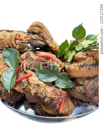 Top view of Sour and Spicy Smoked Dry Fish Soup, focus selective Top view of Sour and Spicy Smoked Dry Fish Soup, focus selective 128127168