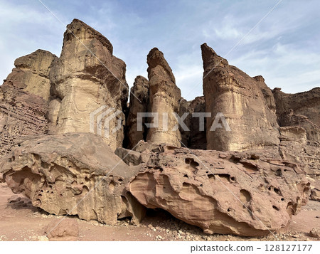 Solomon pillars in Timna Park in the Arava desert 128127177