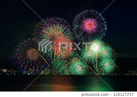 Lake Biwa Fireworks Festival (Otsu City, Shiga Prefecture) lights up the summer night sky 128127257