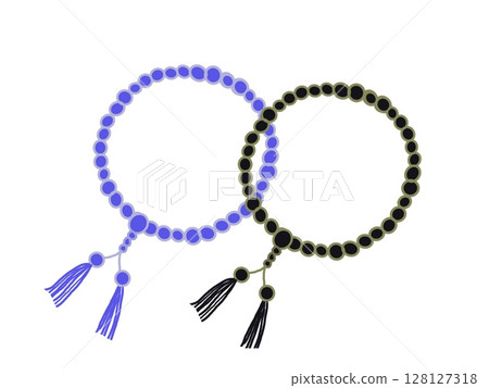黑色和藍色念珠的插圖 128127318