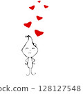 cute cartoon little girl with hearts 128127548