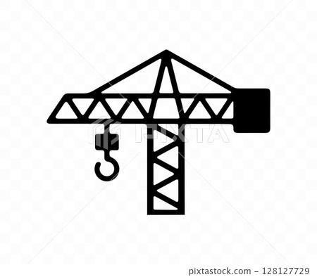 Tower crane or crane, construction, graphic design. Lifting, hoist, erection and load, vector design and illustration 128127729
