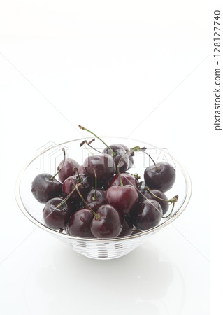 American cherries in a glass container American cherries in a glass container 128127740