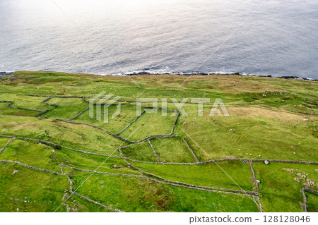Aerial view of Dunmore Head by Portnoo in County Donegal, Ireland. 128128046