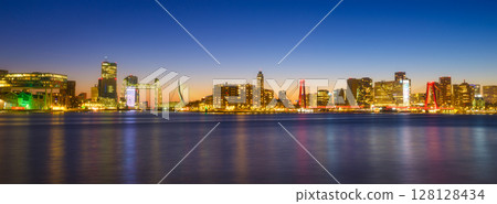 Rotterdam, The Netherlands. View at the city center. Panoramic view. Cityscape in the evening. 128128434