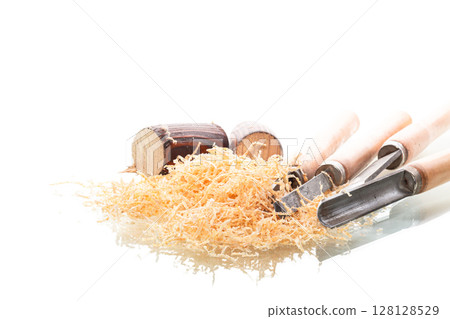 Handmade carpentry tool on white background 128128529
