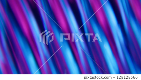 Blur gleam light. Ribbed texture. Defocused purple blue fluorescent colorful glow neon lens flare moving on abstract dark black art background. 128128566