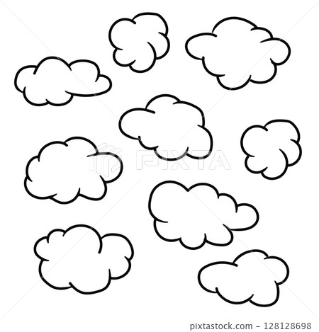 Clouds doodle hand drawn line collection.Vector illustration Clouds doodle hand drawn line collection.Vector illustration 128128698