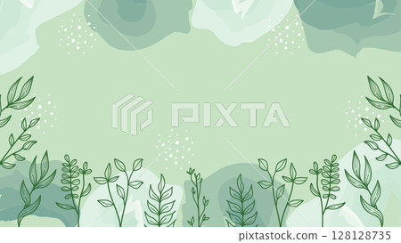 Minimalist green botanical abstract watercolor banner background. Vector illustration. Minimalist green botanical abstract watercolor banner background. Vector illustration. 128128735