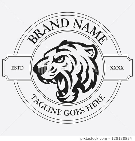 Tiger vintage logo design Tiger vintage logo design 128128854