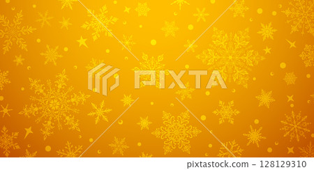 Christmas illustration with snowflakes on yellow. Christmas illustration with snowflakes on yellow. 128129310