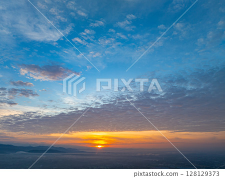 Aerial view over Chiang Mai in a beautiful morning. Aerial view over Chiang Mai in a beautiful morning. 128129373