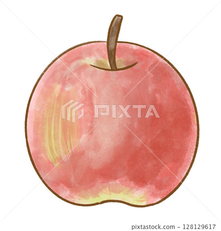 手繪水彩紅蘋果插畫 | 秋季水果主題素材 128129617