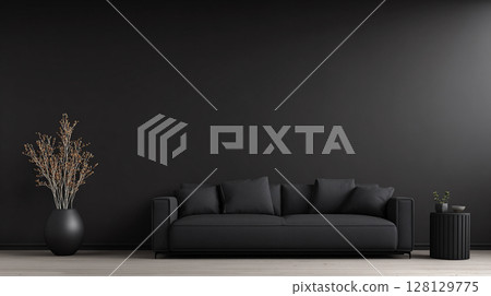 Minimalist Black Living Room 128129775