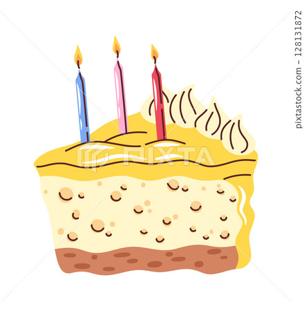 Vanilla cheesecake slice birthday dessert Vanilla cheesecake slice birthday dessert 128131872