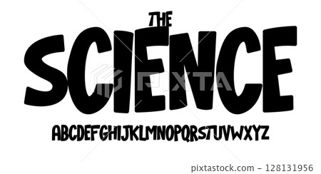 Science education font, futuristic cartoon funky alphabet for scientific stem headline, childish educational logo, children book typography, fun joyful typographic design. Modern vector typeset Science education font, futuristic cartoon funky alphabet for scientific stem headline, childish educational logo, children book typography, fun joyful typographic design. Modern vector typeset 128131956