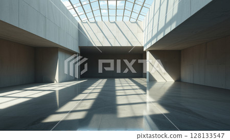 Empty spacious room with concrete walls 128133547